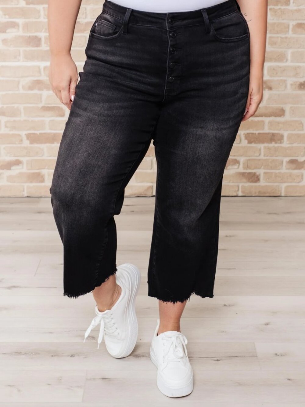 Ryan High Rise Button Fly Wide Leg Crop Jeans - Picture 3 of 9